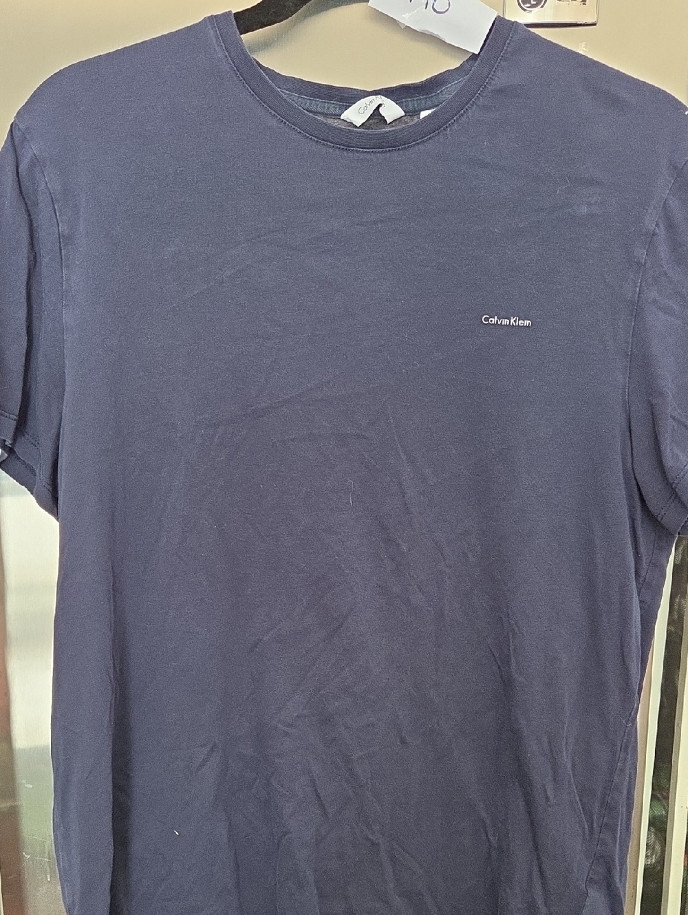 Calvin Klein Men's Navy Crew Neck Tee with Chest Logo